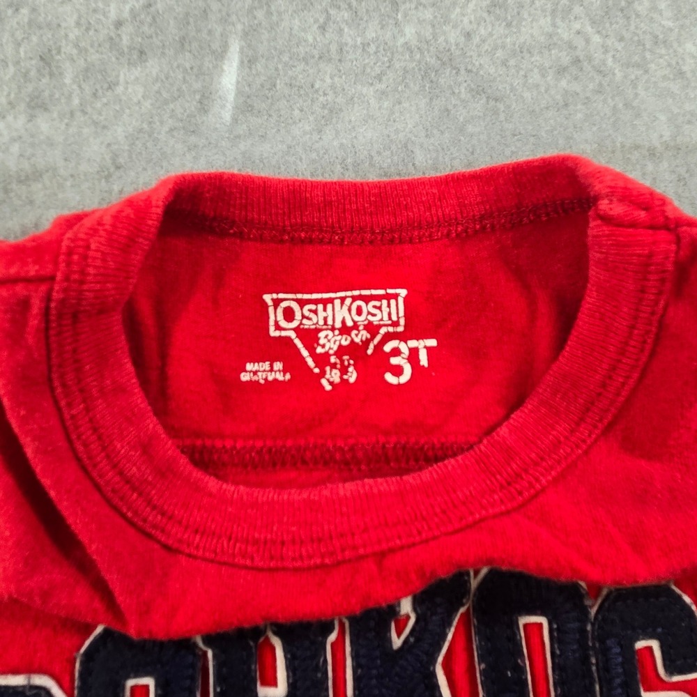 OshKosh B'gosh Boys Red Long Sleeve Graphic Athletic Varsity T-Shirt Size 3T - Picture 2 of 6